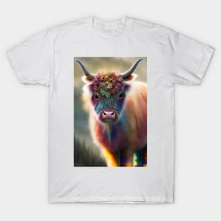 Rainbow Baby Highland Cow T-Shirt